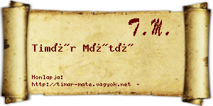 Timár Máté névjegykártya